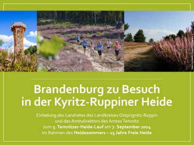 Der Landrat des Landkreises Ostprignitz-Ruppin und der Amtsdirektor des Amtes Temnitz laden zum Heidesommer 2024 ein! (Bild vergrößern)