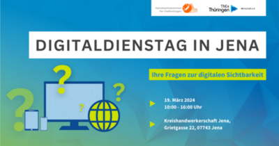 Link zu: Einladung zum Digitaldienstag Jena: Ihre Fragen zur Sichtbarkeit im Internet und Website-Check