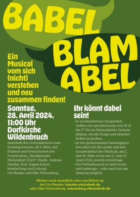 BABEL BLAM ABEL - ein Musical vom sich (nicht) verstehen und neu zusammenfinden (Bild vergrößern)