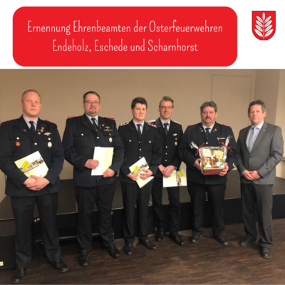 Link zu: Der Rat der Gemeinde Eschede beruft Feuerwehrkameraden in das Ehrenbeamtenverhältnis
