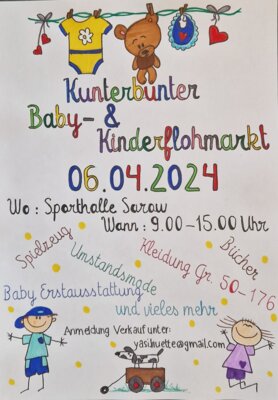 Meldung: Kunterbunter Baby- & Kinderflohmarkt am 06.04.24 in Sarow