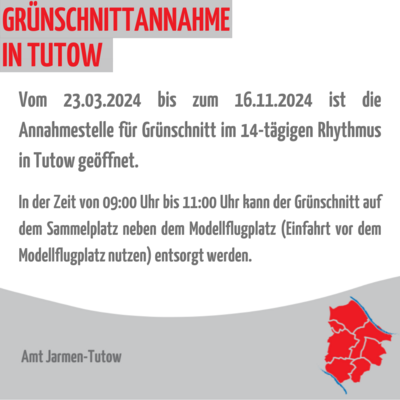 Grünschnittannahme in Tutow ab dem 23.03.2024