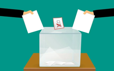 Foto: pixabay | Zeichnung Wahlurne bei der Stimmabgabe.