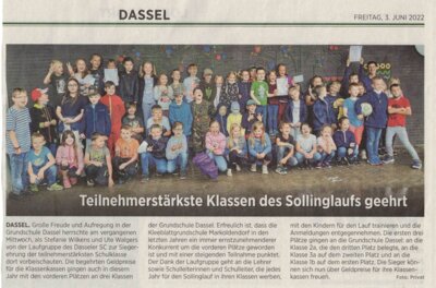 Teilnehmerstärkste Klassen des Sollinglaufs geehrt. (Bild vergr&ouml;&szlig;ern)