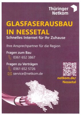 Kontakt Thüringer Netkom zum aktuellen Glasfaserausbau im Nessetal (Bild vergrößern)