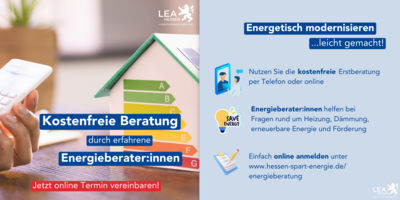 Foto zur Meldung: Kostenlose Erstberatung für Modernisierungswillige - Ortenberg bietet zusammen mit der LEA LandesEnergieAgentur Hessen GmbH (LEA Hessen) Erstberatungen für Immobilienbesitzende, die energetisch modern