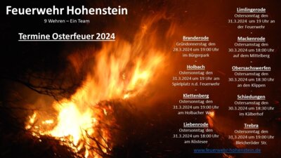 Meldung: Traditionelle Osterfeuer in Hohenstein 2024 - Wir sind dabei!