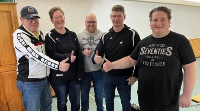 Unsere erfolgreichen Pistolen-Sportschützen: Holger Dehmer, Wiebke Robben, Nils Martens, Andreas Eiken und Björn Schwering