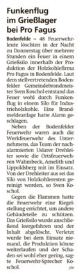 Bericht HNA vom Feuerwehreinsatz proFagus (Bild vergrößern)