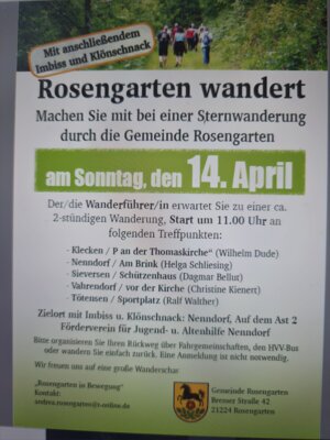 Rosengarten wandert am 14. April - Sternwanderung