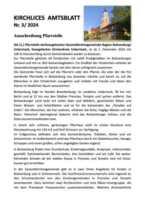 Ausschreibung Pfarrstelle Boitzenburg (Bild vergrößern)