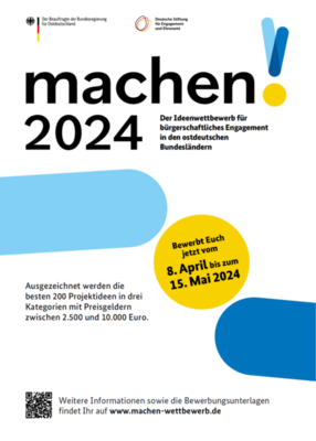 Meldung: machen 2024 - Ideenwettbewerb für bürgerschaftliches Engagement in den ostdeutschen Bundesländern