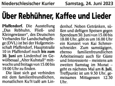 Meldung: Über Rebhühner, Kaffee und Lieder