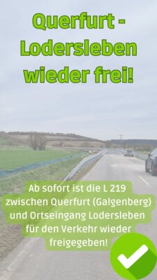 Strecke Querfurt - Lodersleben wieder frei!