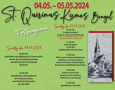 St. Quirinus-Kirmes in Bengel am 04. + 05.05.2024