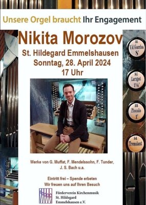 Orgelkonzert mit Nikita Morozov in der katholische Pfarrkirche St. Hildegard