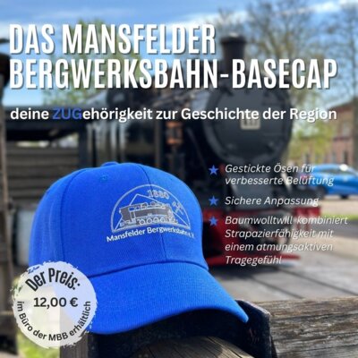 Foto zur Meldung: Brandneue MBB-Mütze ab sofort im Büro der Mansfelder Bergwerksbahn erhältlich!