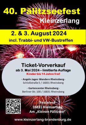 Meldung: Countdown für das 40. Pälitzseefest angelaufen - Ticketvorverkauf ab dem 3. Mai 2024