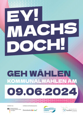 Foto zur Meldung: Ey! Machs doch! Geh wählen! Aktion zur Kommunalwahl im Landkreis Oberspreewald-Lausitz am 09.06.2024