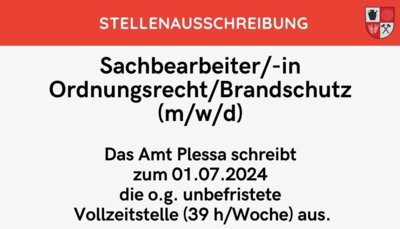 Stellenausschreibung - Sachbearbeiter/in Ordnungsrecht/Brandschutz (m/w/d) (Bild vergrößern)