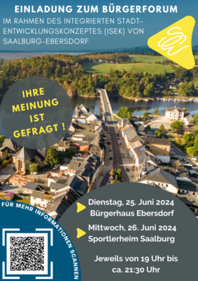 Meldung: Einladung zum Bürgerforum im Rahmen des integrierten Stadtentwicklungskonzeptes (ISEK) von Saalburg-Ebersdorf