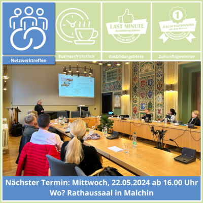 Foto zu Meldung: Nächstes Netzwerktreffen am 22. Mai 2024 im Malchiner Rathaus