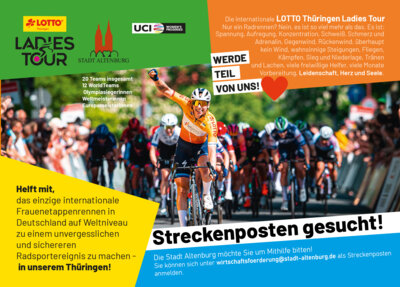 LOTTO Thüringen Ladies Tour: Streckenposten gesucht (Bild vergrößern)