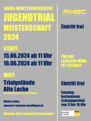 Meldung: Vorankündigung 2 Läufe zur BWJ beim MSC Köngen-Wendlingen am 15. und 16.06.2024