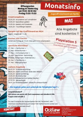 Das Mai-Programm des Jugendfreizeitzentrums