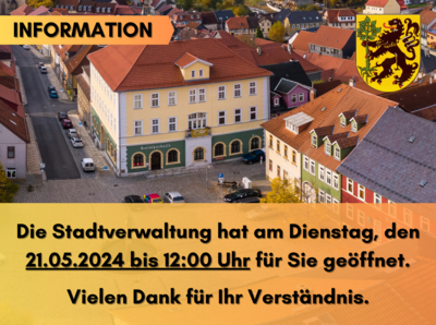 Information der Stadtverwaltung zum Pfingstdienstag (Bild vergrößern)