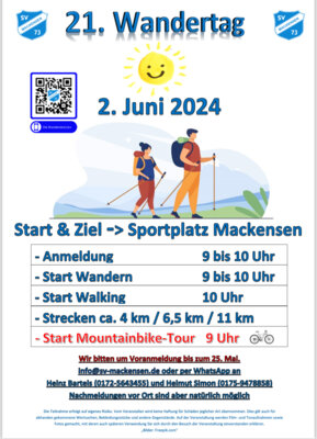 Wandertag mit MTB-Tour am 2. Juni beim SV Mackensen (Bild vergrößern)