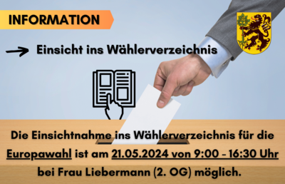 Information - Einsichtnahme Wählerverzeichnis Europawahl (Bild vergr&ouml;&szlig;ern)