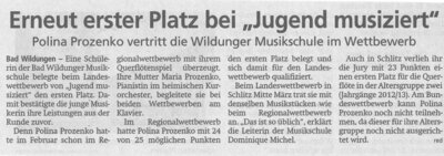 Erneut erster Platz bei "Jugend musiziert" (Bild vergrößern)