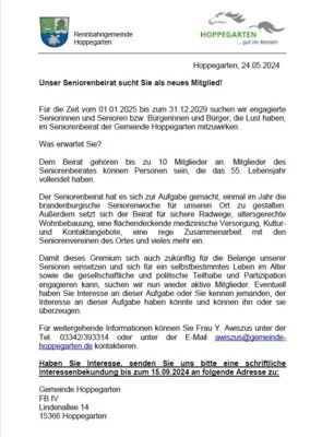 Unser Seniorenbeirat sucht Sie als neues Mitglied!