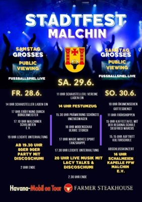 Foto zur Meldung: Stadtfest in Malchin vom 28.-30. Juni 2024