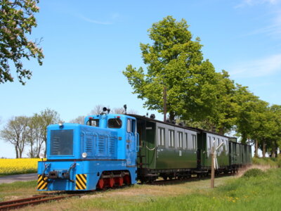 Sonderfahrtag: Der Pollo pendelt beim Dorffest zwischen Mesendorf und Lindenberg. Foto: Ronald Meissner (Bild vergrößern)
