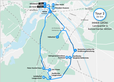 Streckenplan zum Fahrradkonzert (Bild vergrößern)