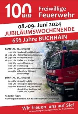 Jubiläumswochenende anlässlich 100 Freiwillige Feuerwehr Buchhain und 695 Jahre Buchhain (Bild vergrößern)