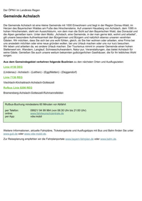 Der ÖPNV im Landkreis Regen - Gemeinde Achslach