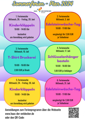 Ferienplan im Entdeckerhaus (Bild vergrößern)