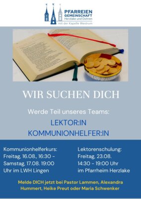 Neue Kommunionhelfer:innen und Lektor:innen gesucht (Bild vergrößern)