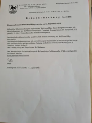 Kommunalwahlen am  13. September