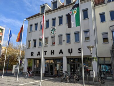 Rathaus beflaggt (Bild vergrößern)