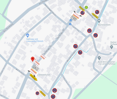Umleitungsverlauf Vollsperrung der Stolberger Straße, Stadtteil Usenborn (Bild vergrößern)