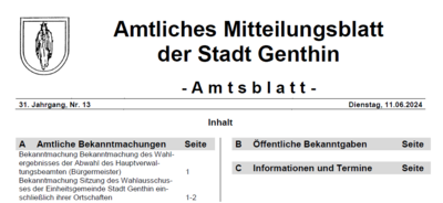 Amtliches Mitteilungsblatt der Stadt Genthin (Nr. 13) (Bild vergrößern)