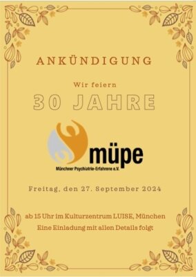 Foto zur Meldung: ANKÜNDIGUNG: MüPE feiert 30-jähriges Bestehen!