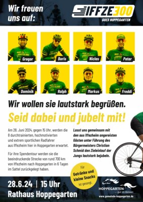 Meldung: Begrüßung der Fahrradtruppe „Iffze300“  am 28.06.2024 um 15:00 Uhr am Rathaus Hoppegarten