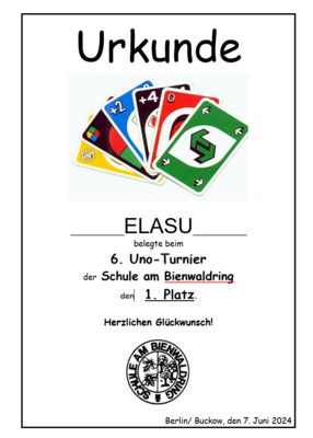 Meldung: Die Siegerin unseres 6. UNO-Turniers steht fest!