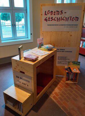 Vorschaubild zur Meldung: Bibliothek und Familienzentrum zeigen Wanderausstellung „Bücher sind Lebensmittel“