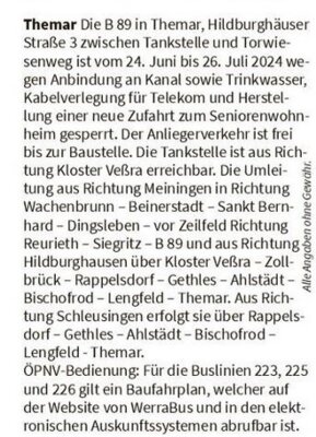 Vollsperrung B 89 Themar (Bild vergrößern)